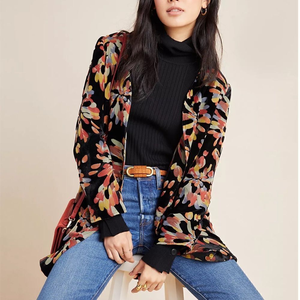 Anthropologie Eva Franco Velvet Kimono Jacket Top